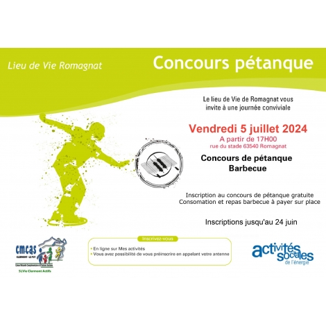 CF - Concours de pétanque & Barbecue -jeudi 27 avril 2024