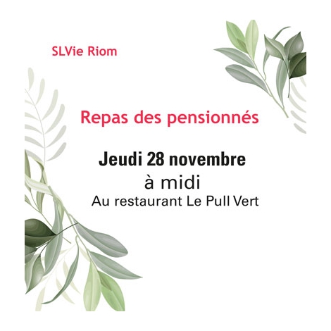 CF - Repas des Inactifs - SLVie Riom -  jeudi 28 novembre 2024.